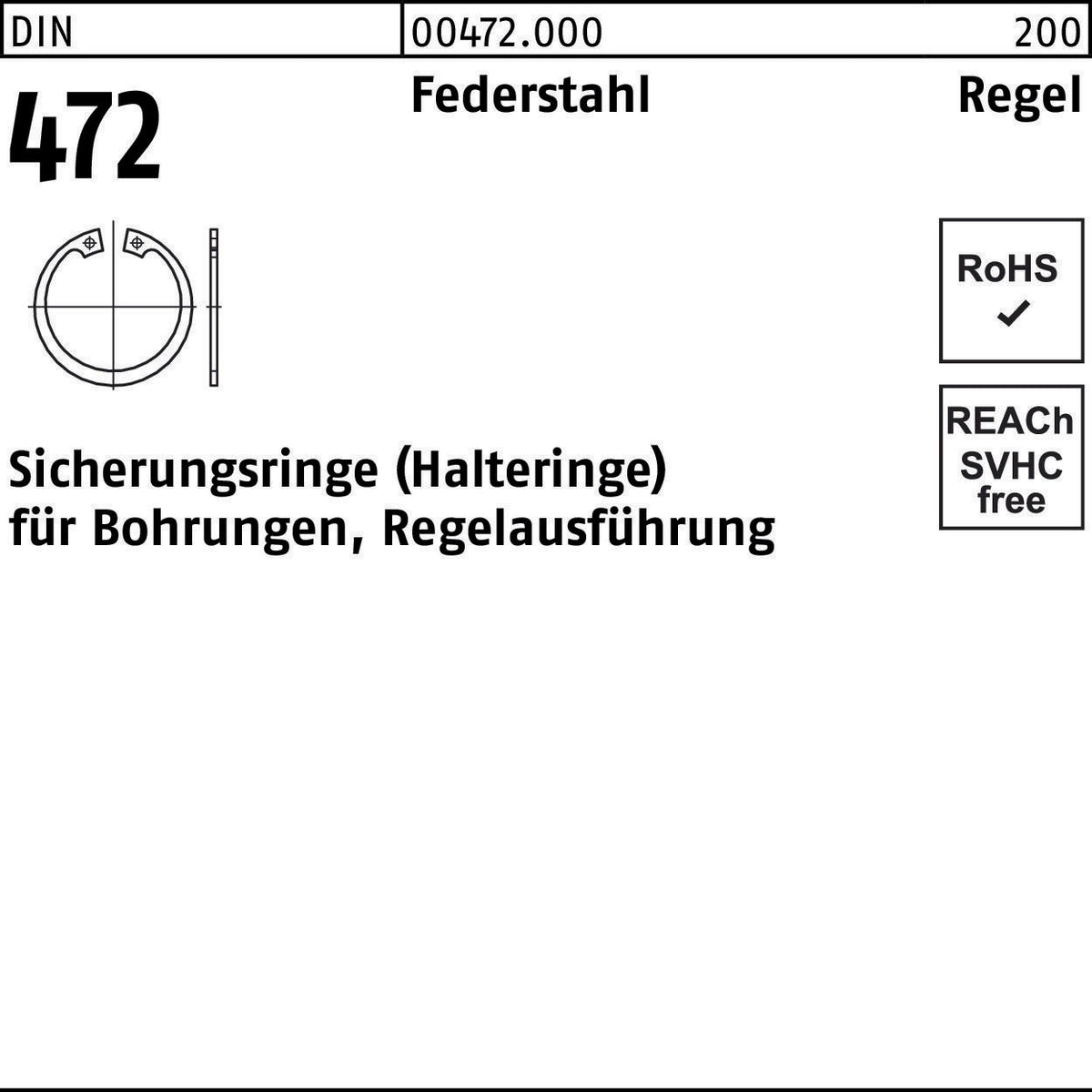 F. REYHER Sicherungsring DIN 472 33x1,2 mm Federstahl Regelausführung 1000 Stück