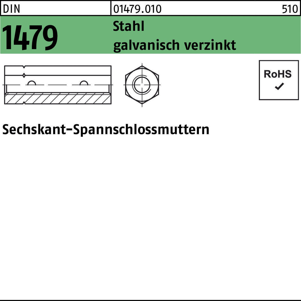 F. REYHER Sechskantspannschlossmutter DIN 1479 M6 Stahl galvanisch verzinkt 25 Stück
