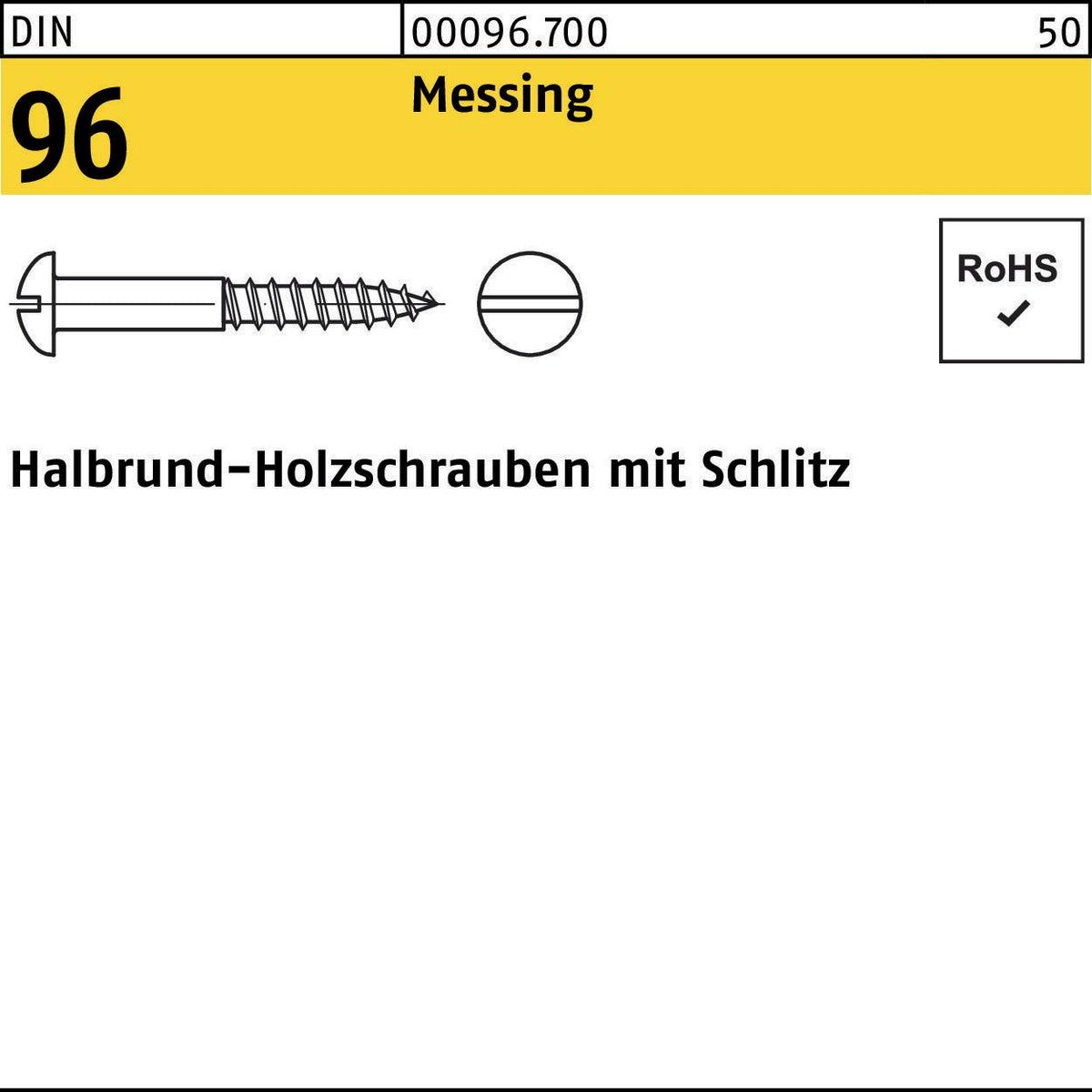 F. REYHER Holzschraube DIN 96 Halbrundkopf Schlitz 6x60 mm Messing