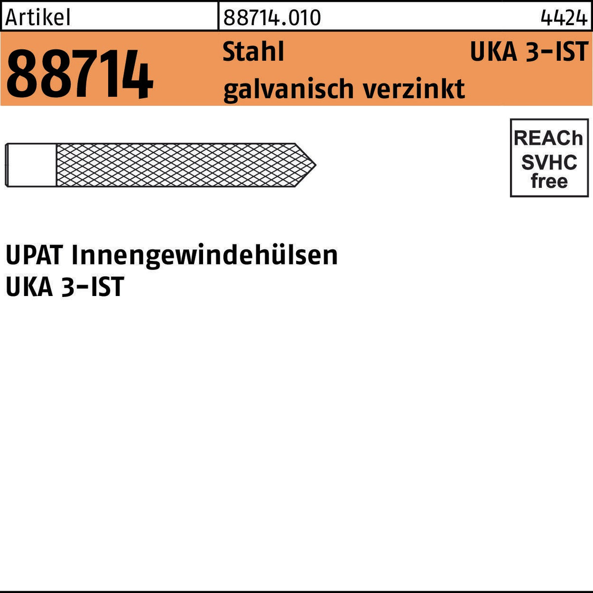 UPAT Innengewindehülse UKA 3-IST M5 x 75 mm Stahl galvanisch verzinkt