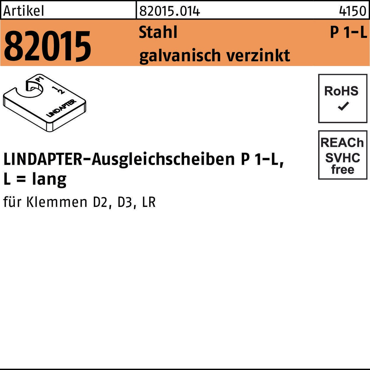 LINDAPTER Ausgleichsscheibe R 82015 GTW 40 P1 M10/5,0 Stahl galvanisch verzinkt