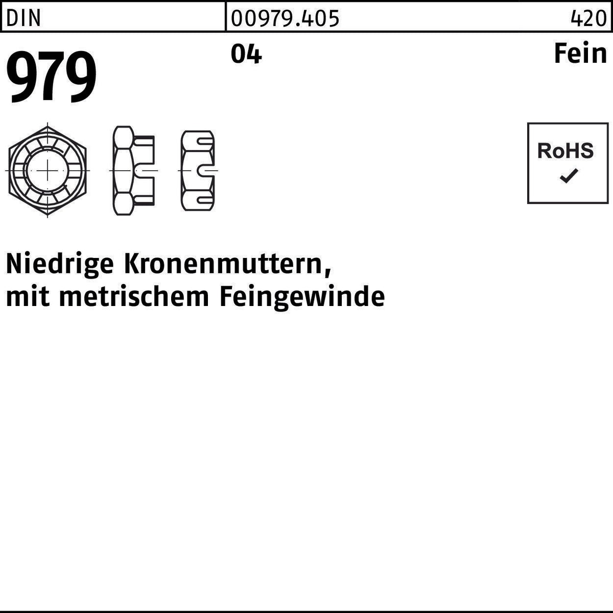 Kronenmutter DIN 979 niedrig M16 Automatenstahl von F. REYHER – 50 Stück