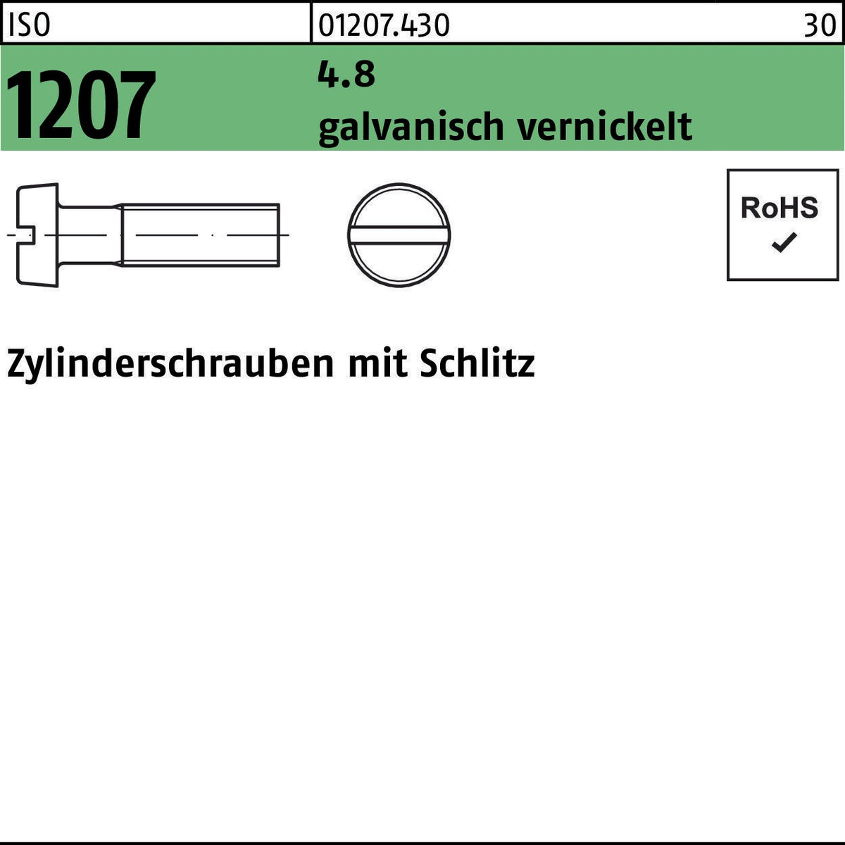 F. REYHER Zylinderschraube ISO 1207 Schlitz M3x6 4.8 galvanisch vernickelt 2000 Stück