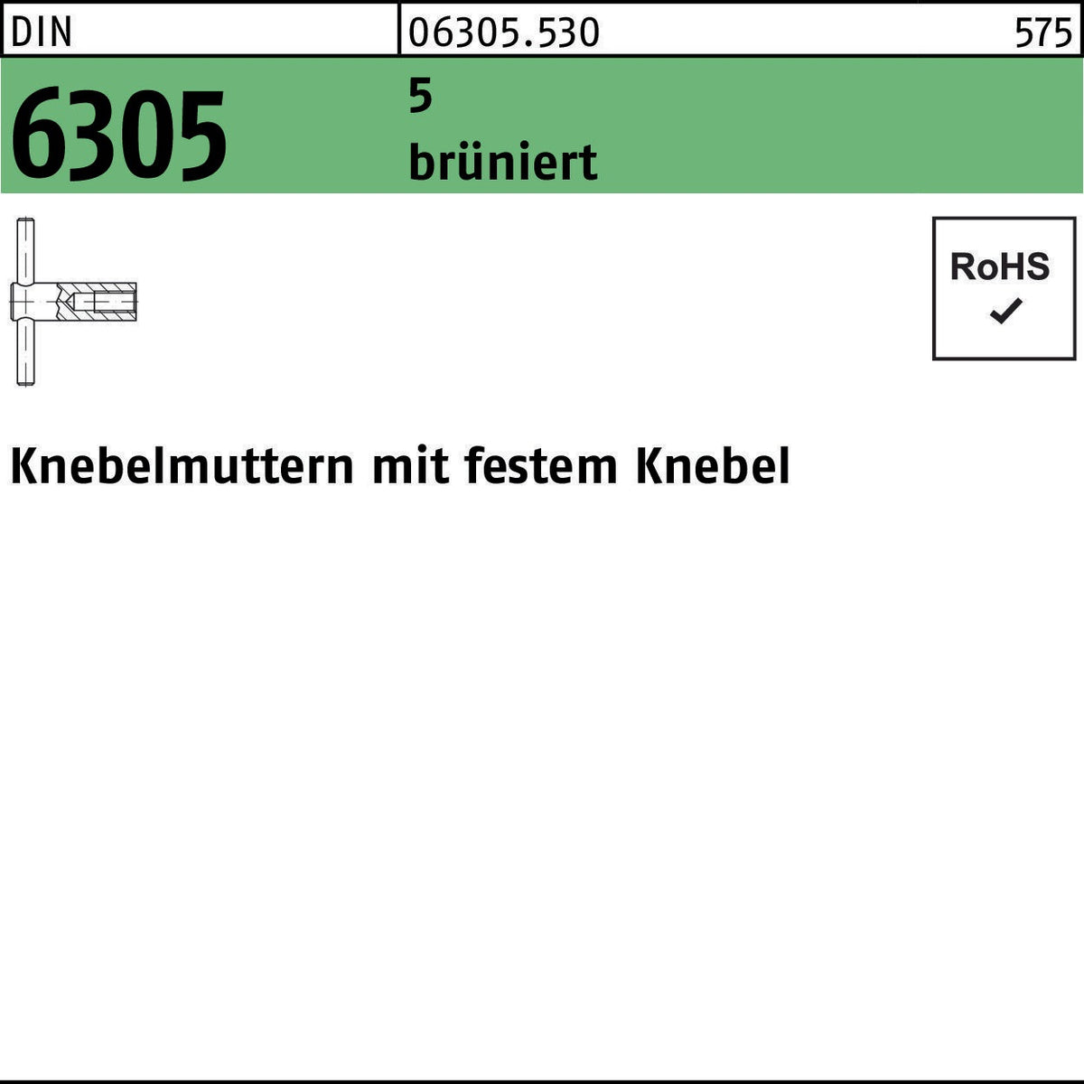 Knebelmutter DIN 6305 mit festem Knebel M10 brüniert von F. REYHER – 1 Stück