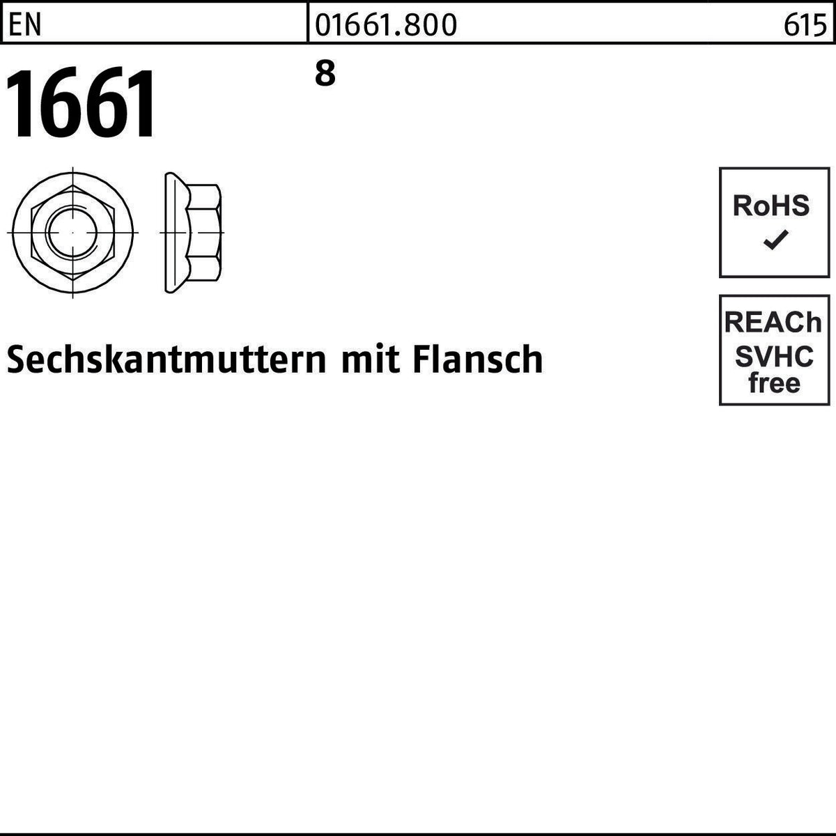 F. REYHER Sechskantmutter EN 1661 mit Flansch M4, 8, galvanisch verzinkt