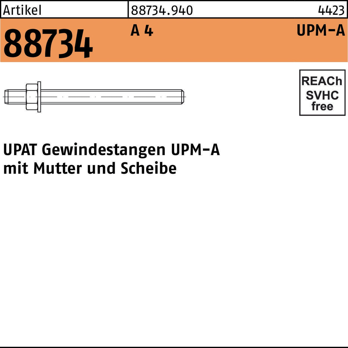 UPAT Ankerstange UPM-A M6/75 Stahl galvanisch verzinkt 20 Stück