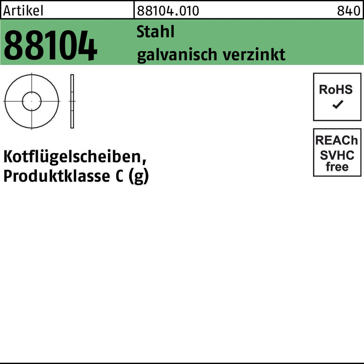 F. REYHER Kotflügelscheibe R 88104 5,3x20x1,5 mm Stahl