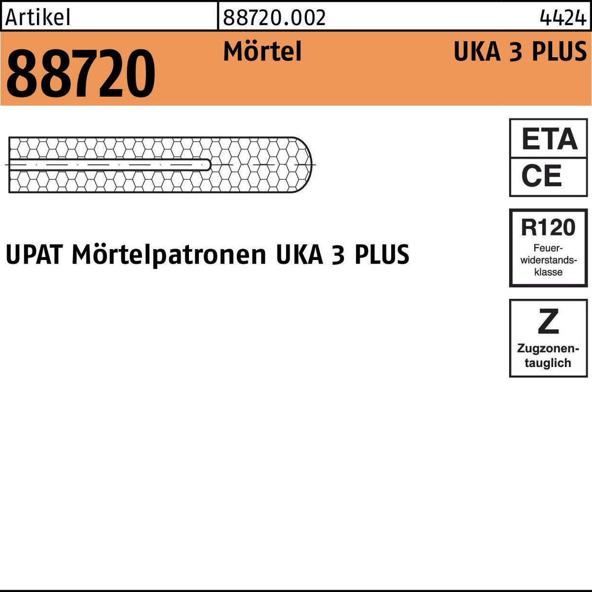 UPAT Mörtelpatrone R 88720 UKA 3 PLUS M8 Polyesterharz 10 Stück