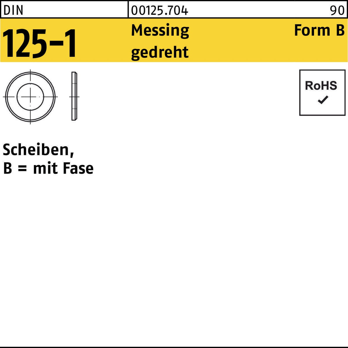 Unterlegscheibe DIN 125-1 B 5,3x10x1 mm Messing gedreht von F. REYHER – 100 Stück