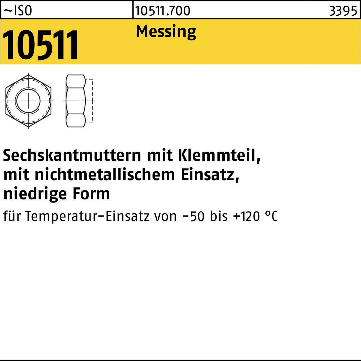 Sechskantmutter ISO 10511 mit Klemmteil M3 von F. REYHER – 1000 Stück, galvanisch verzinkt