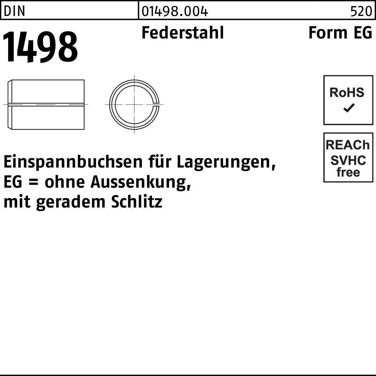 Einspannbuchse DIN 1498 Form EG 16/20 x 20 mm von F. REYHER – Federstahl