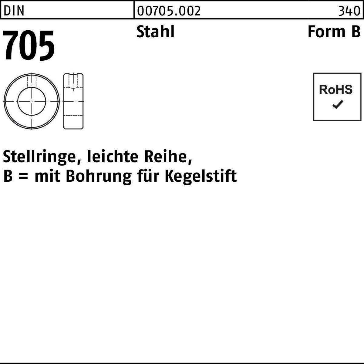 Stellring DIN 705 Form B Stahl Ø90 mm mit Kegelstiftbohrung – F. REYHER Nchfg.