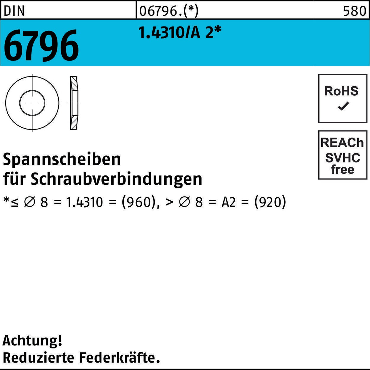 Spannscheiben DIN 6796 5x11x1,2 mm Federstahl verzinkt – 2500 Stück