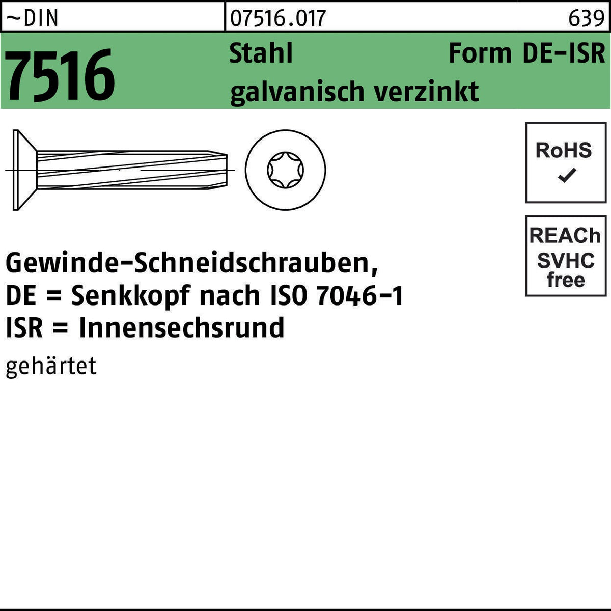 F. REYHER Nchfg. Gewindeschneidschraube DIN 7516 LIKO PH AM 3x6-H Stahl verzinkt 2000 Stück