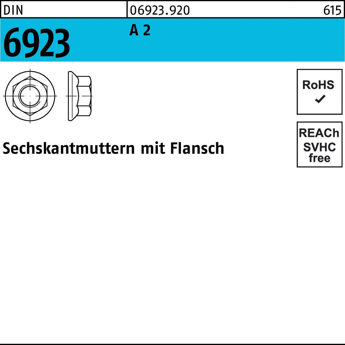 F. REYHER Sechskantmutter DIN 6923 Flansch M4 A2 – 1000 Stück