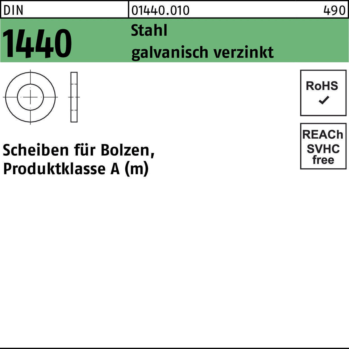 F. REYHER Scheibe DIN 1440 für Bolzen 70 x 95 x 10 mm Stahl verzinkt