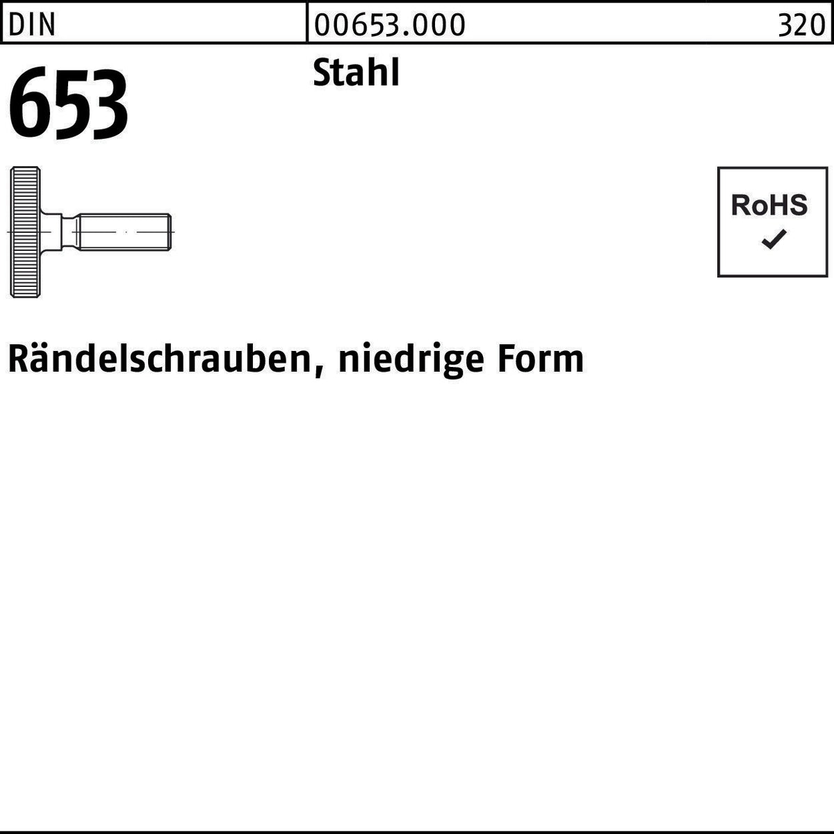 Rändelschraube DIN 653 niedrige Form M3x6 Stahl 50 Stück von F. REYHER