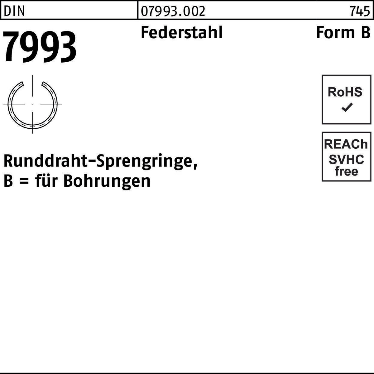 Runddrahtsprengring DIN 7993 Form A 4 mm Federstahl von F. REYHER – 1000 Stück