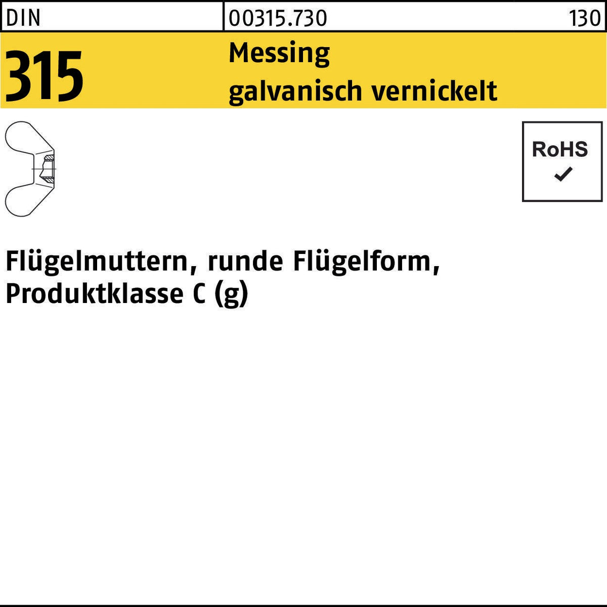 F. REYHER Flügelmutter DIN 315 runde Form M4 Temperguss 100 Stück