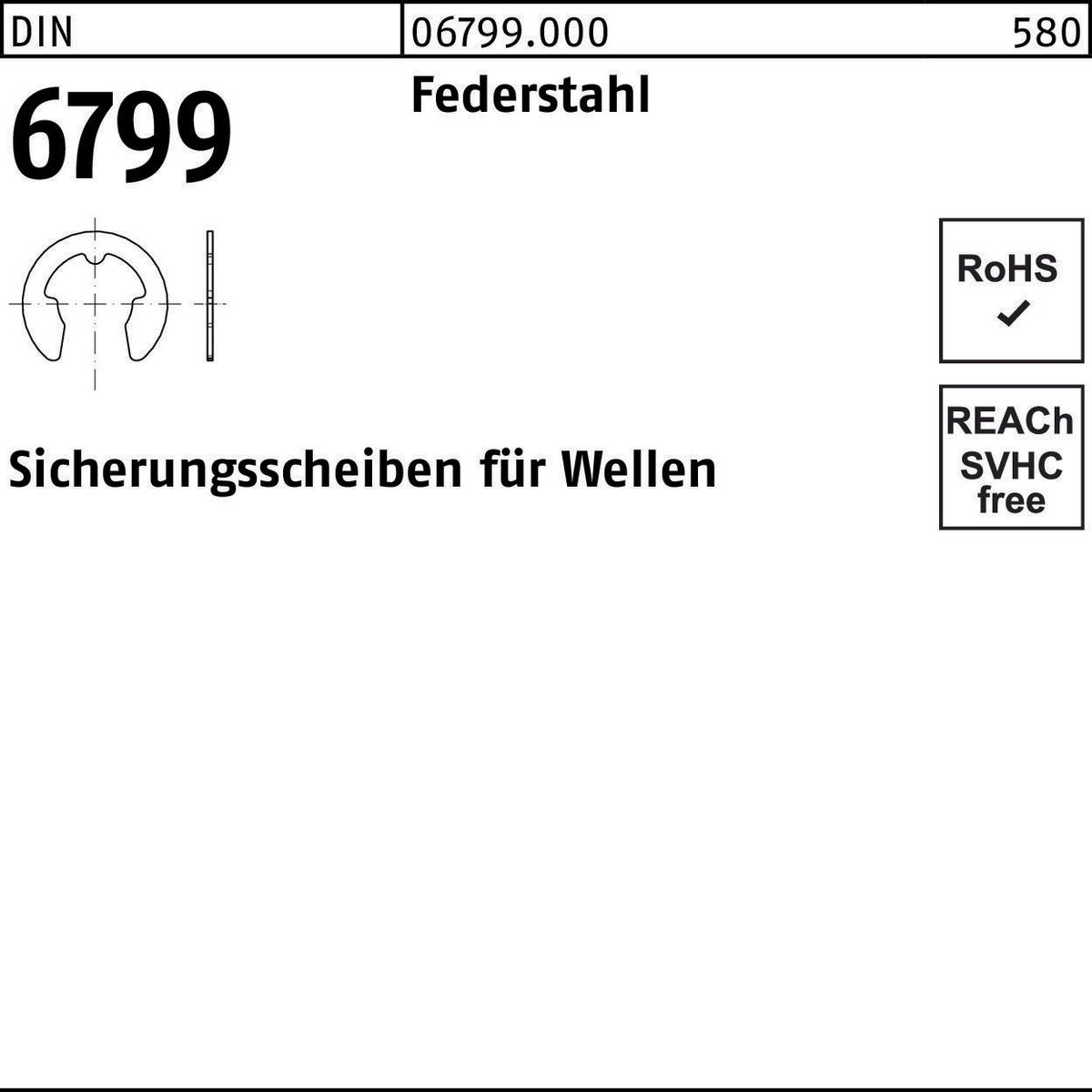 F. REYHER Sicherungsscheibe DIN 6799 für Wellen 1,5 mm Federstahl 10000 Stück