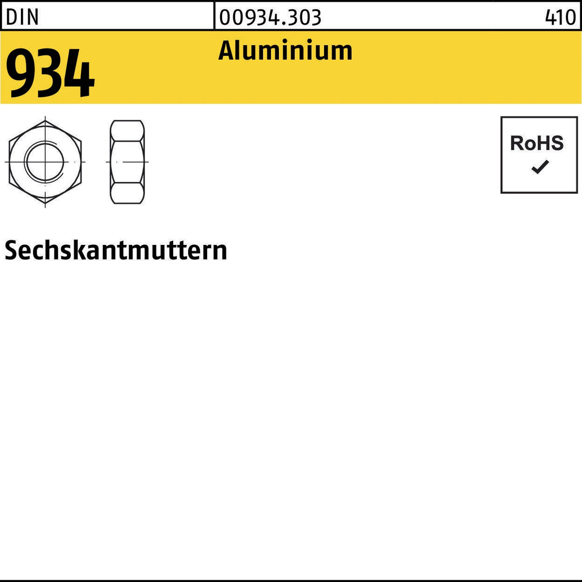 Sechskantmutter DIN 934 M4 Aluminium von F. REYHER – 100 Stück