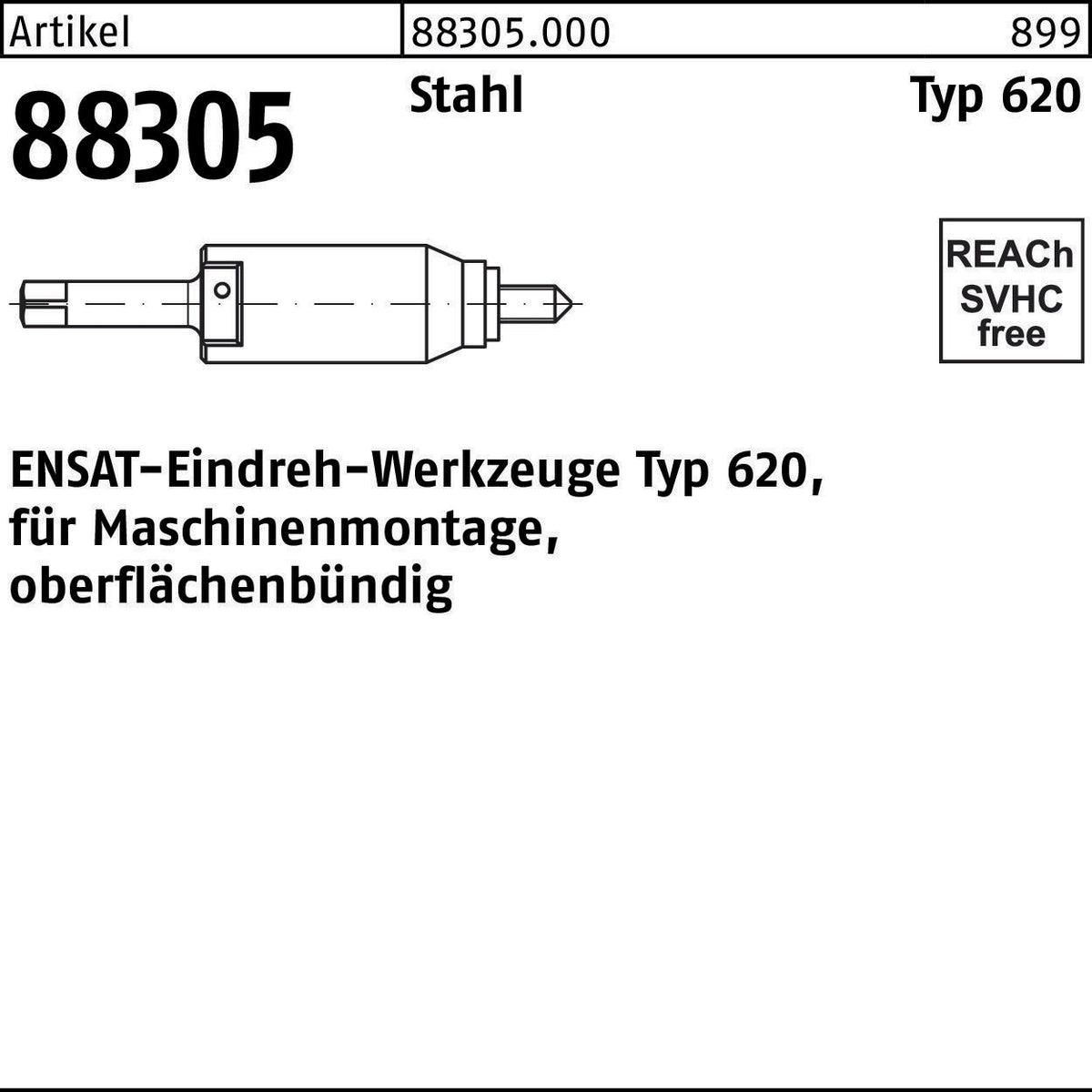 ENSAT Eindrehwerkzeug R 88305 Typ 620 M3 Stahl für Maschinenmontage