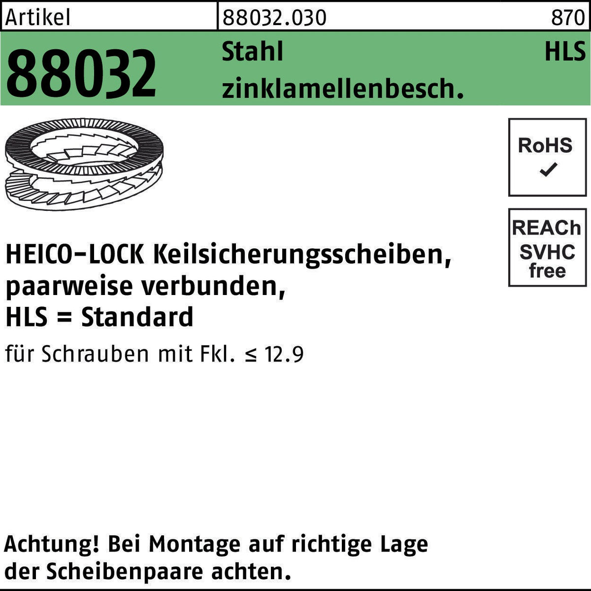 HEICO Keilsicherungsscheiben HLS-3 Stahl zinklamellenbeschichtet