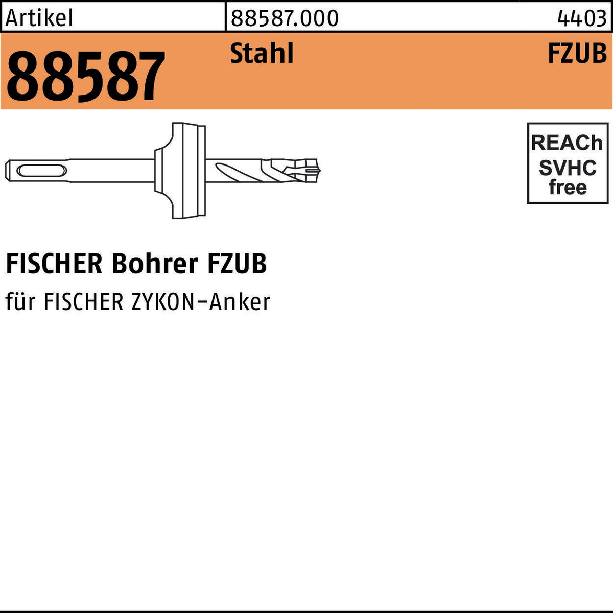 FISCHER Bohrer FZUB 10 x 40 mm aus Stahl für präzise Bohrungen