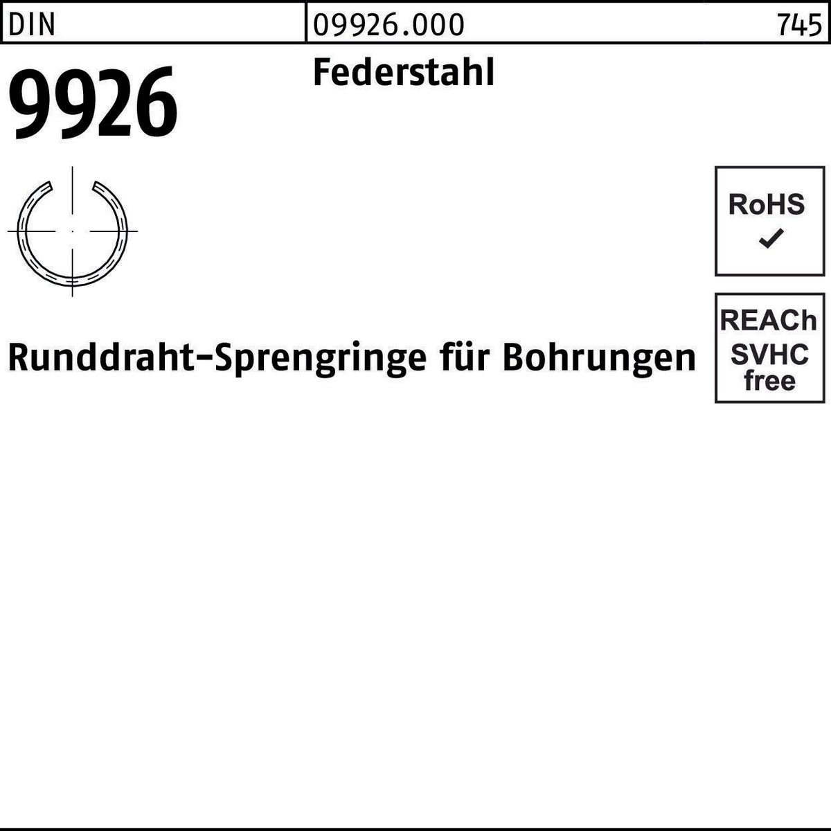Sprengring DIN 9925 4 mm Federstahl Runddraht 5000 Stück von F. REYHER