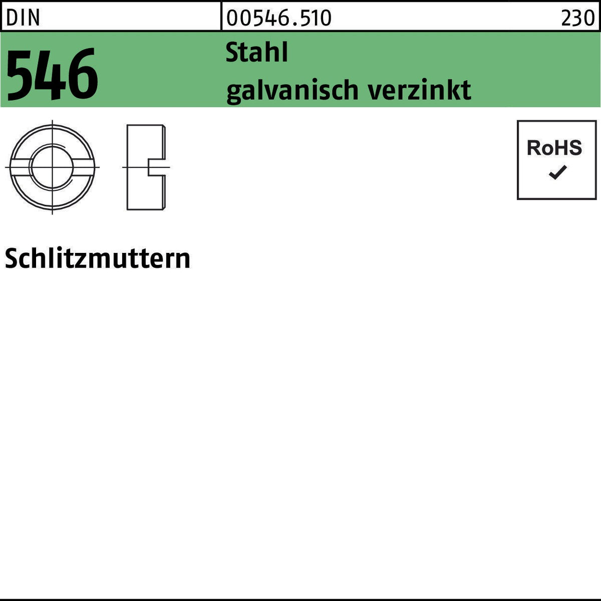 F. REYHER Schlitzmutter DIN 546 M8 Stahl galvanisch verzinkt 500 Stück