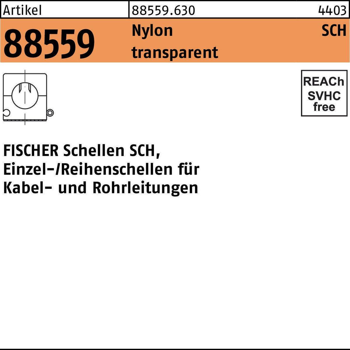 FISCHER Schelle R 88558 Nylon transparent 121,6 mm – 50 Stück