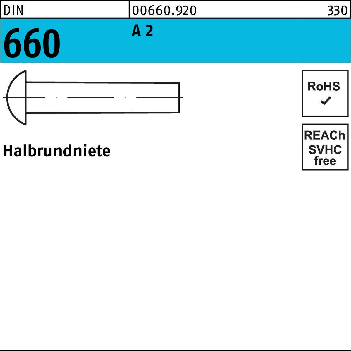 Halbrundniete DIN 660 2x4 mm Stahl 1000 Stück von F. REYHER