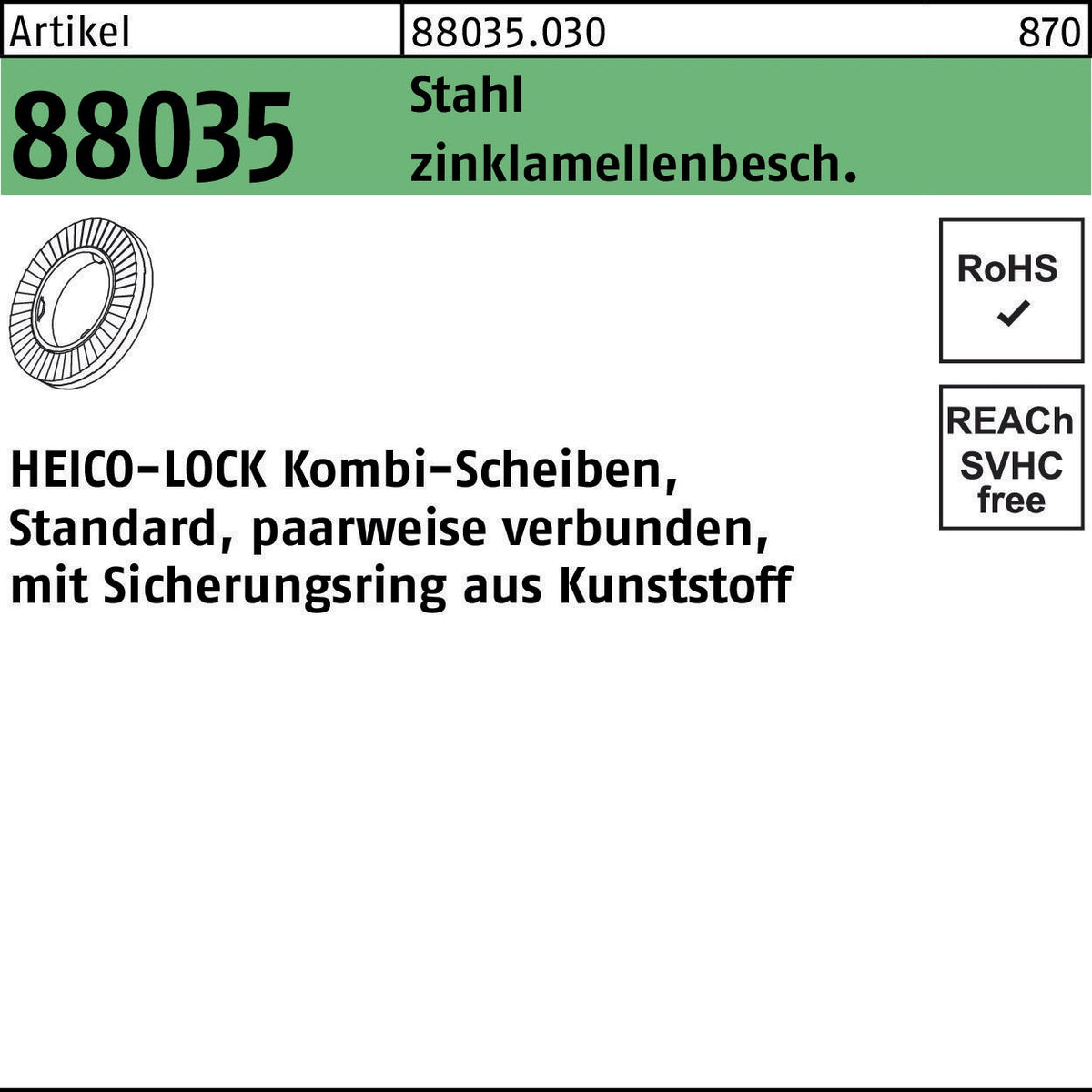 HEICO Kombischeibe R 88035 HKB-8S A4 – 200 Stück, Unterlegscheibe mit großer Auflagefläche