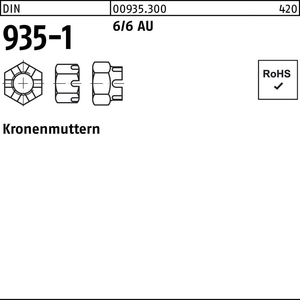 F. REYHER Kronenmutter DIN 935-1 M33 6/6 Automatenstahl – 5 Stück
