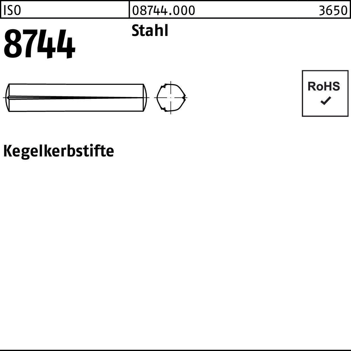F. REYHER Kegelkerbstift ISO 8744 1,5 x 6 mm Stahl 250 Stück