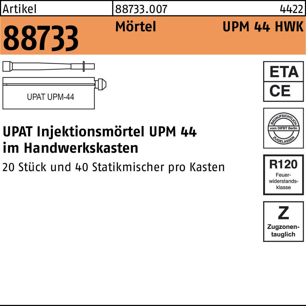 Upat Injektionsmörtel UPM 44-360 Kunstharz 6 Stück Verbundmörtel