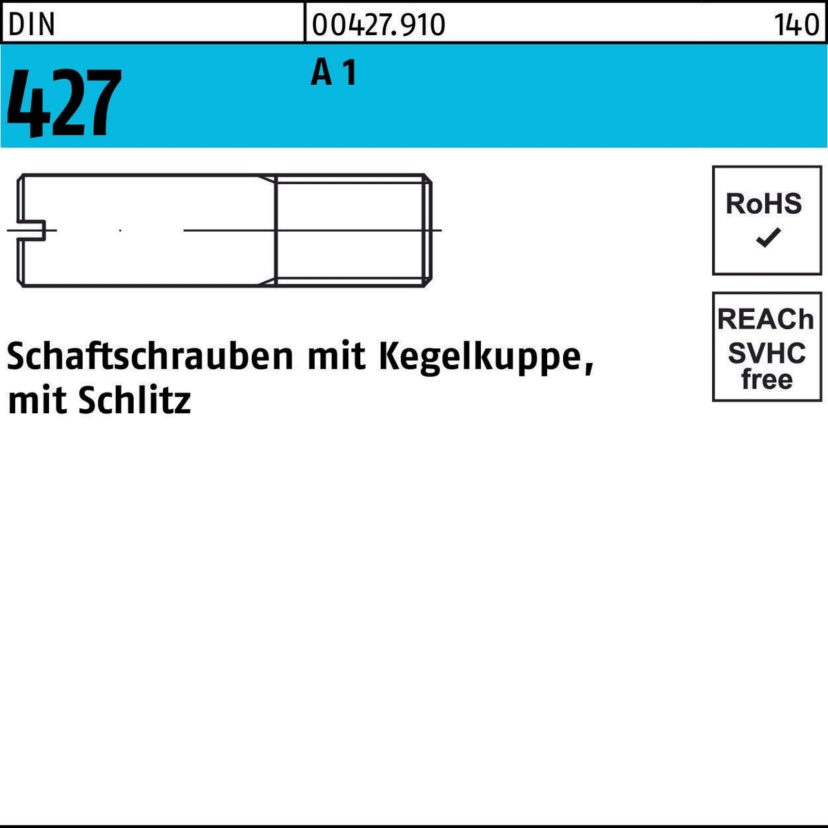 F. REYHER Schaftschraube DIN 427 M3x6 A1 mit Kegelkuppe und Schlitz – 100 Stück