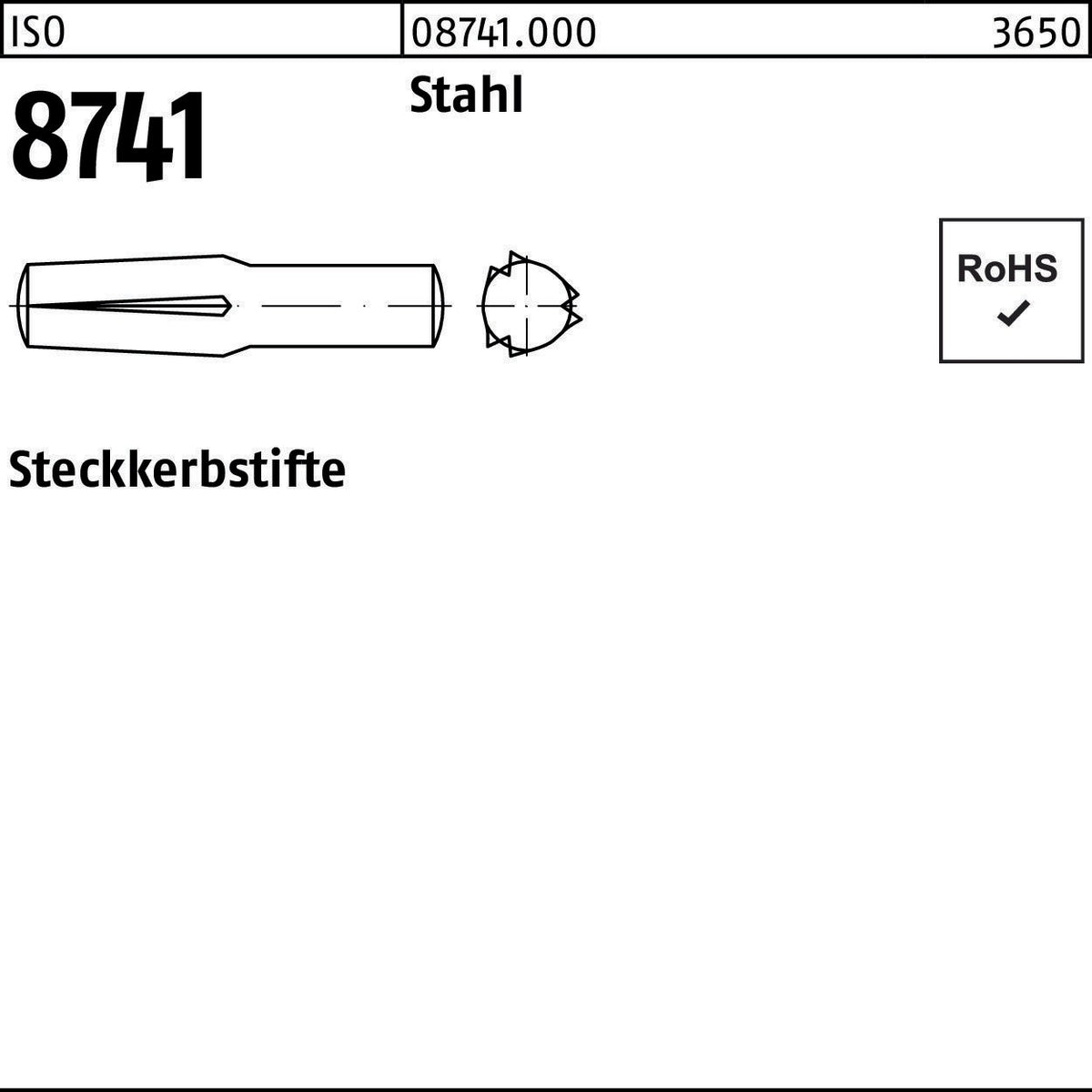 Steckkerbstift ISO 8741 1,5 x 5 mm Stahl von F. REYHER – 250 Stück