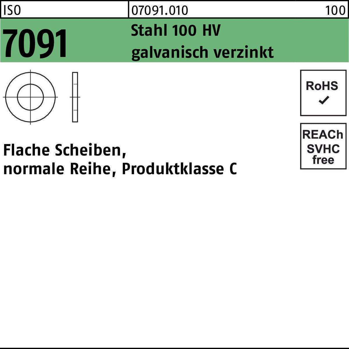 Unterlegscheibe ISO 7091 Stahl 100 HV, 5 mm, 1000 Stück von F. REYHER
