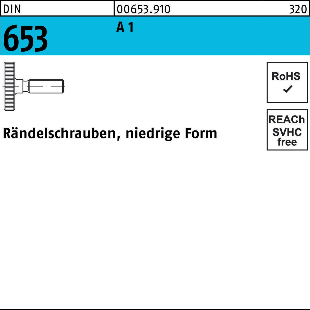 Rändelschraube DIN 653 niedrige Form M3x6 Stahl 50 Stück von F. REYHER