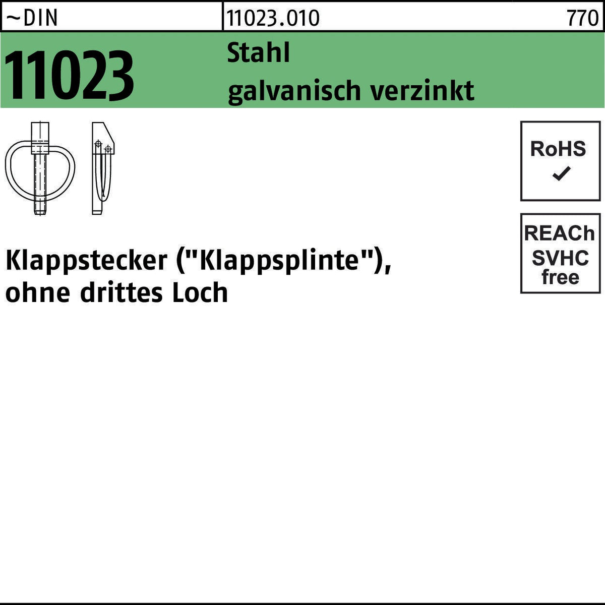 F. REYHER Klappstecker DIN 11023 4,5x42 mm Stahl galvanisch verzinkt