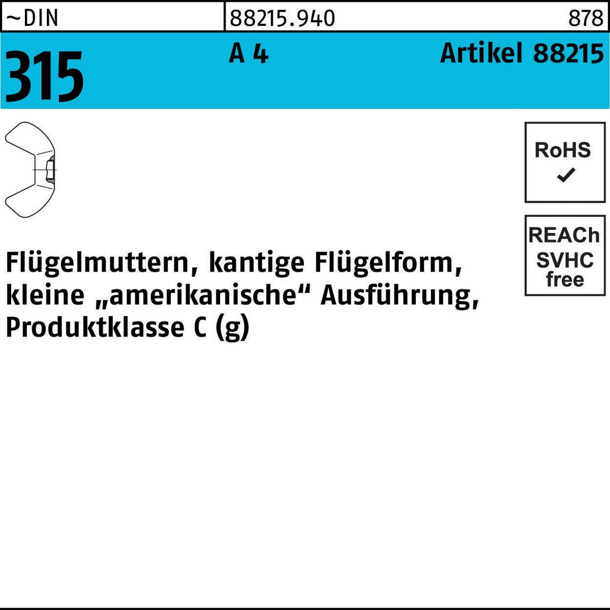Flügelmutter M3 Stahl verzinkt DIN 315 von REYHER – 500 Stück