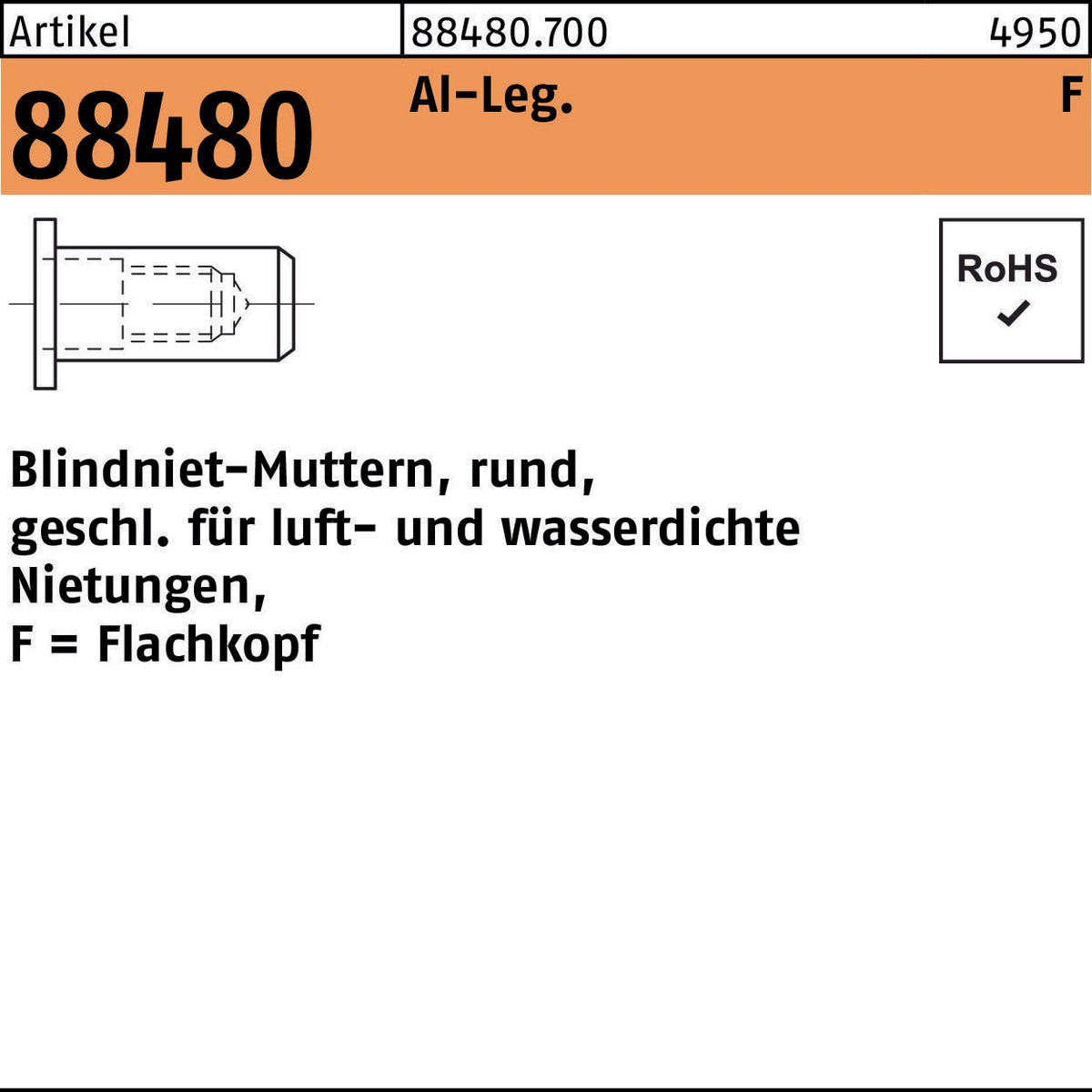 FLAKO Blindnietmutter R 88480 Stahl verzinkt M5
