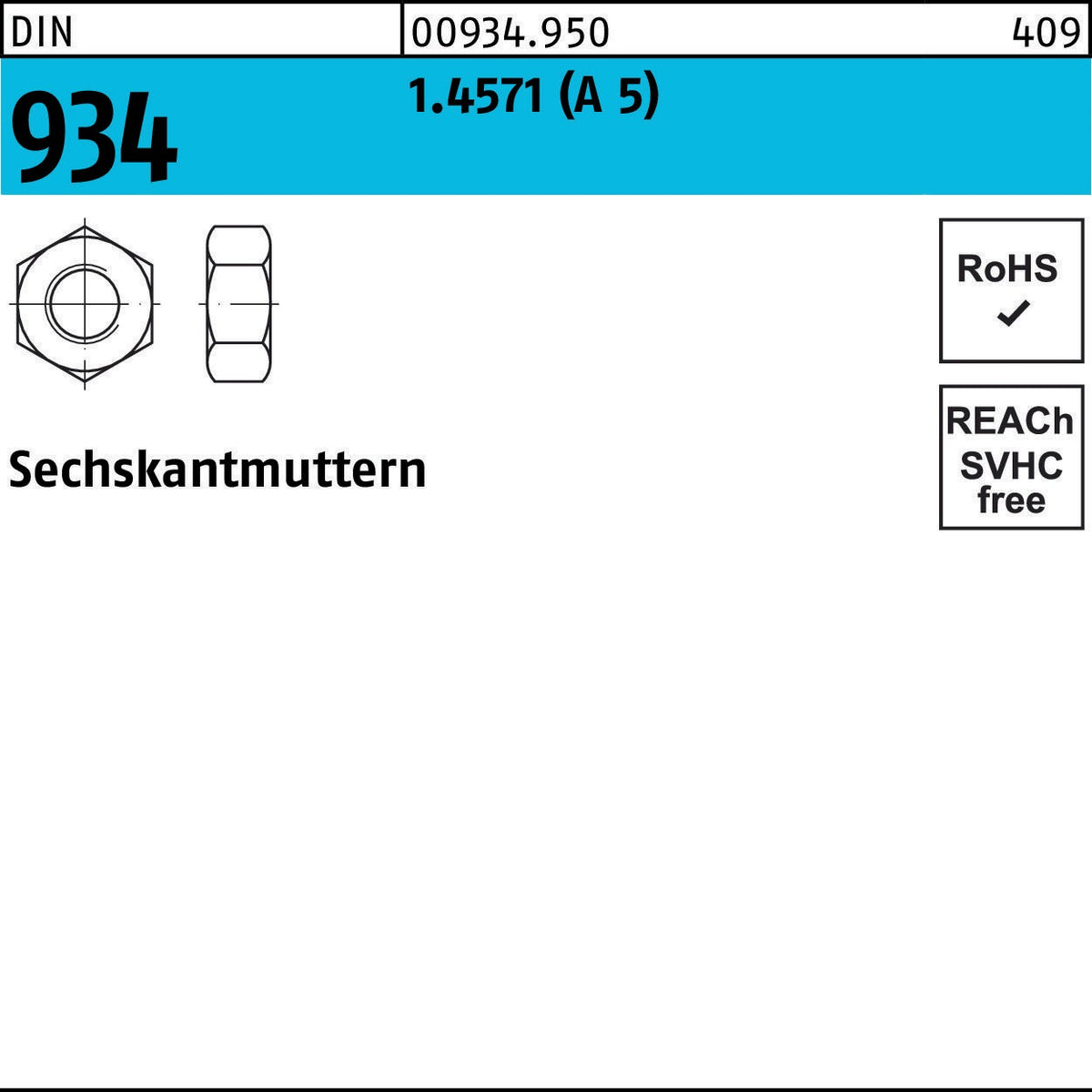 F. REYHER Sechskantmutter DIN 934 M24 A4-80