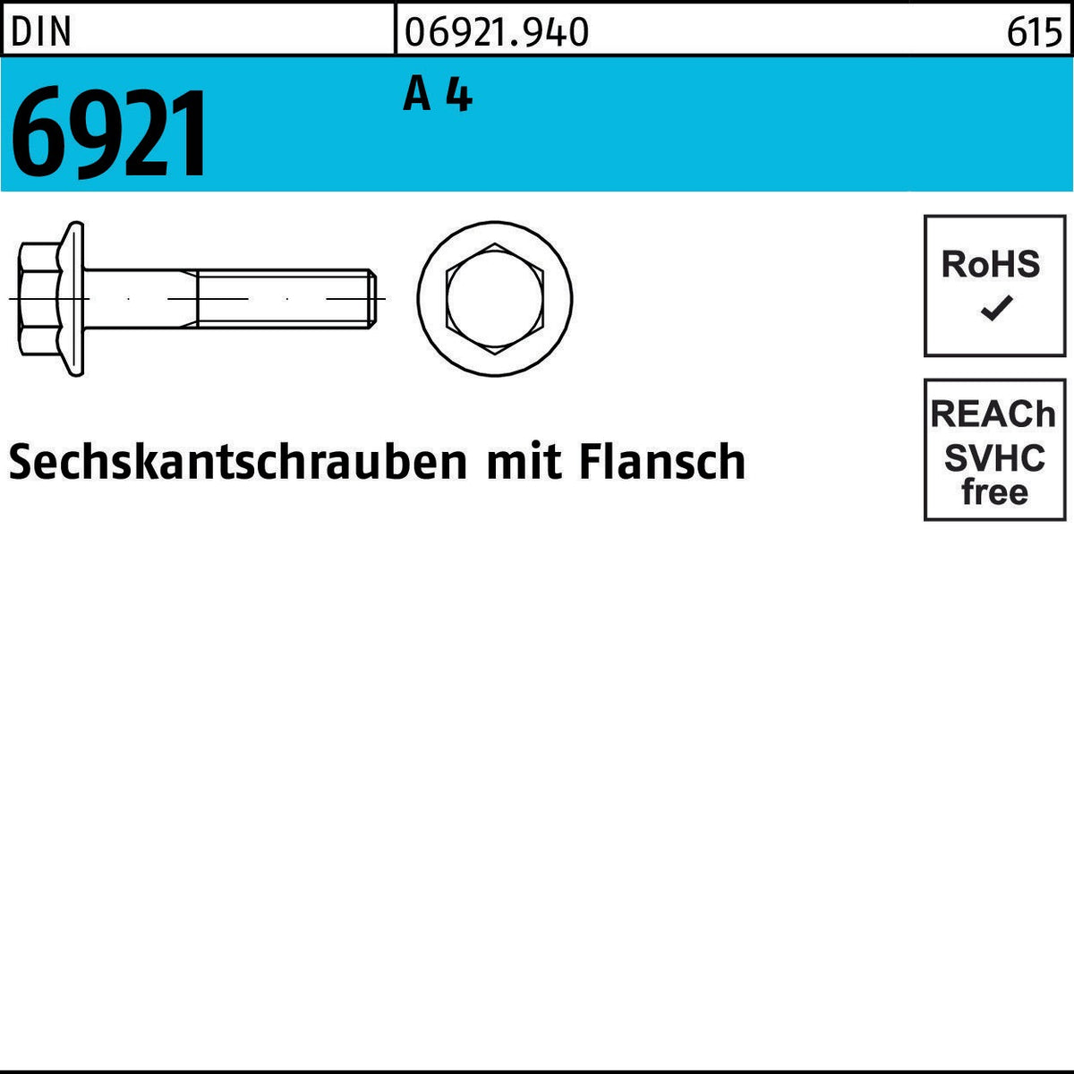 F. REYHER Sechskantschraube DIN 6921 Flansch M5x10 A2 – 200 Stück