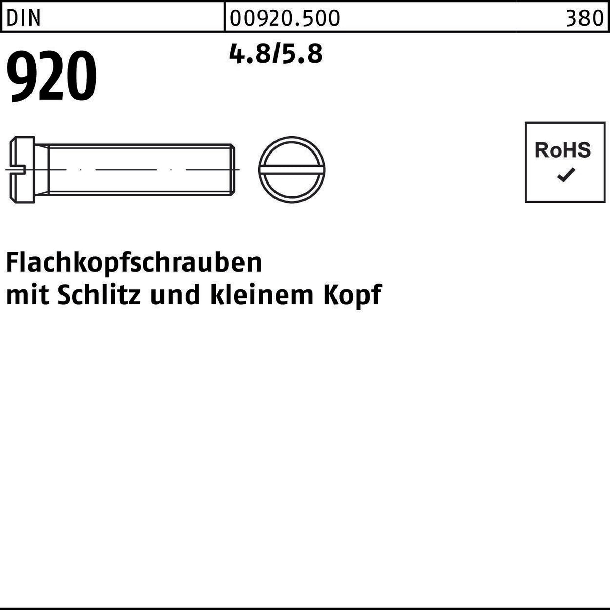 F. REYHER Flachkopfschraube DIN 920 mit Schlitz M3x3, 100 Stück, 4.8/5.8