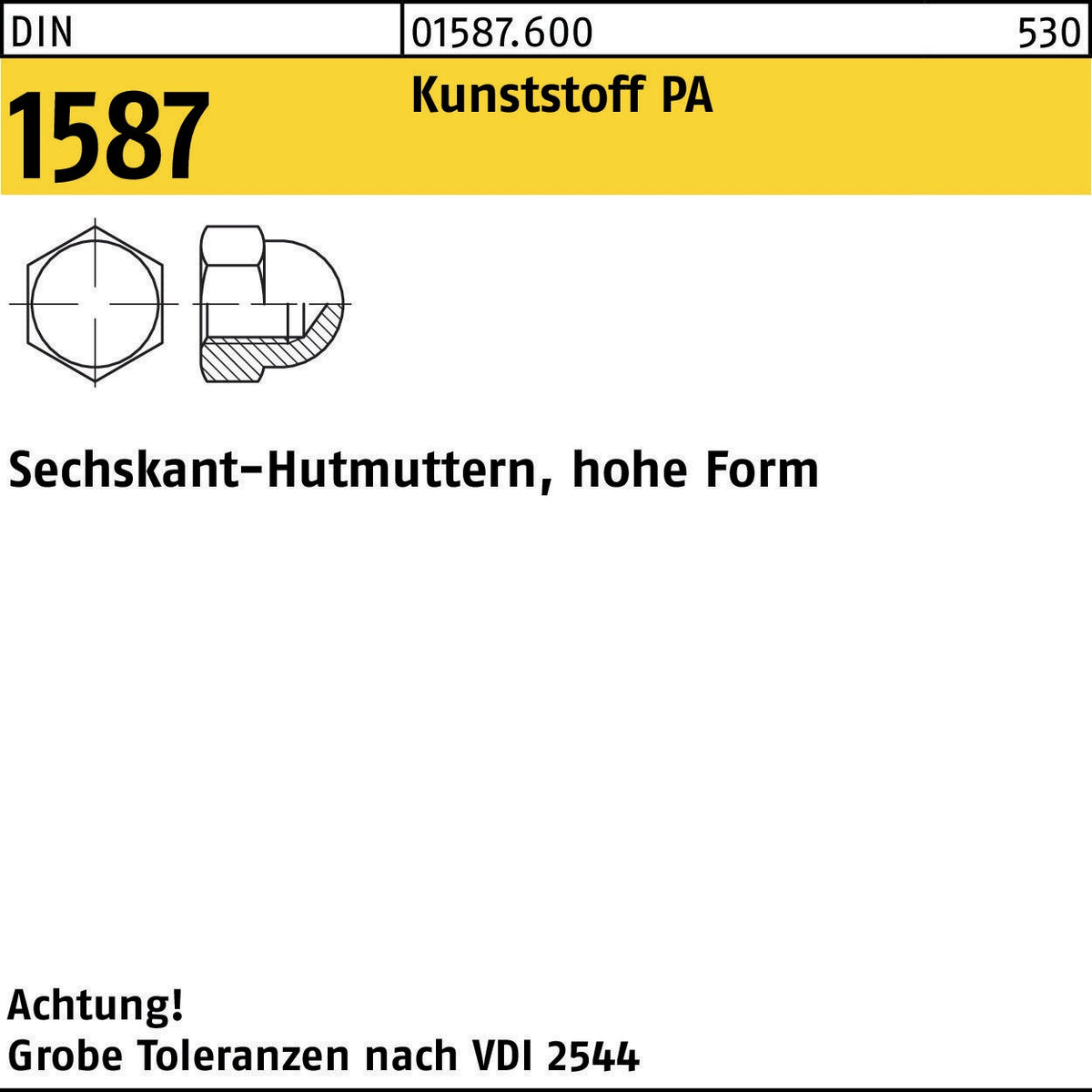 F. REYHER Sechskant-Hutmutter DIN 1587 M3, hohe Form
