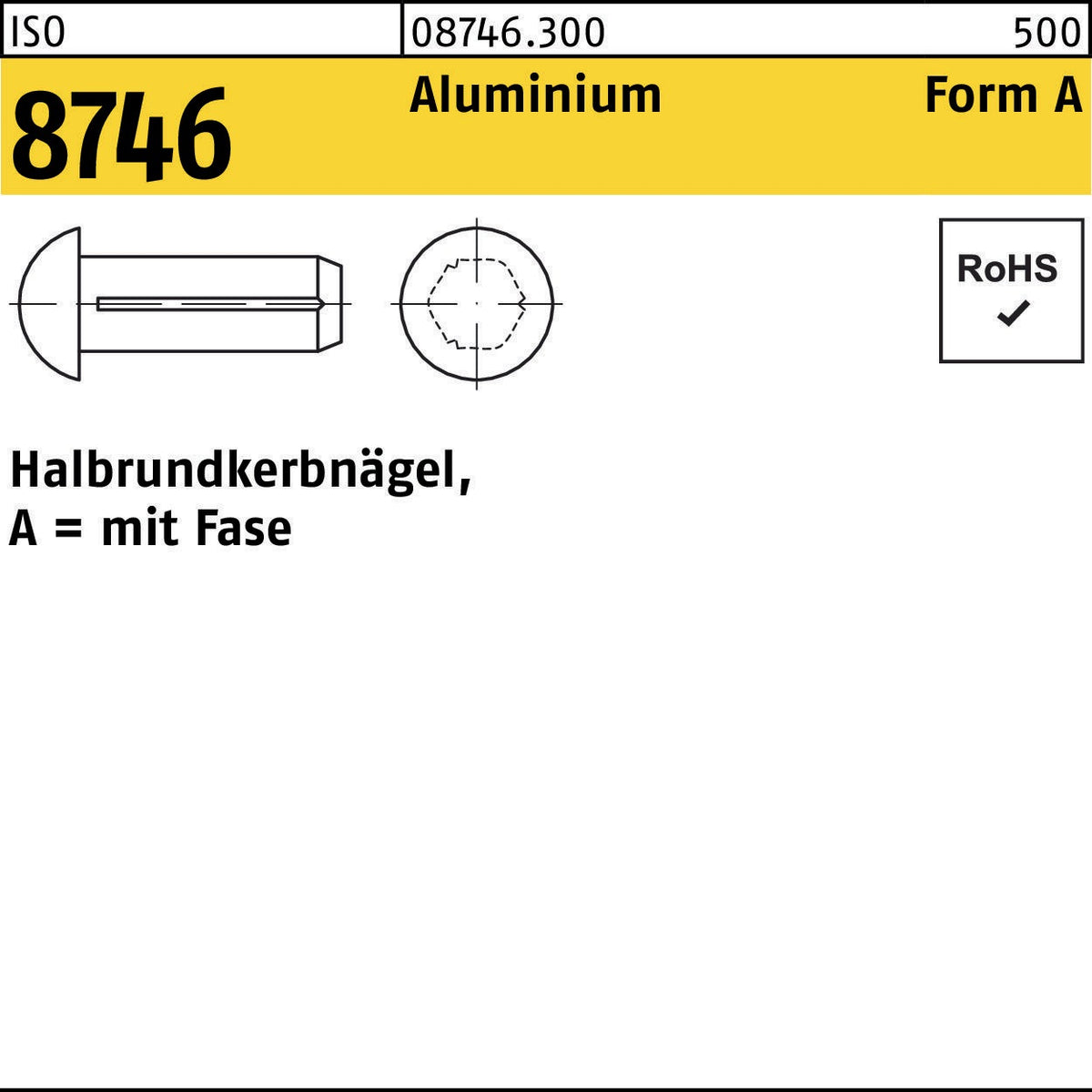 F. REYHER Halbrundkerbnagel ISO 8746 Form A Aluminium 1,4 x 4 mm