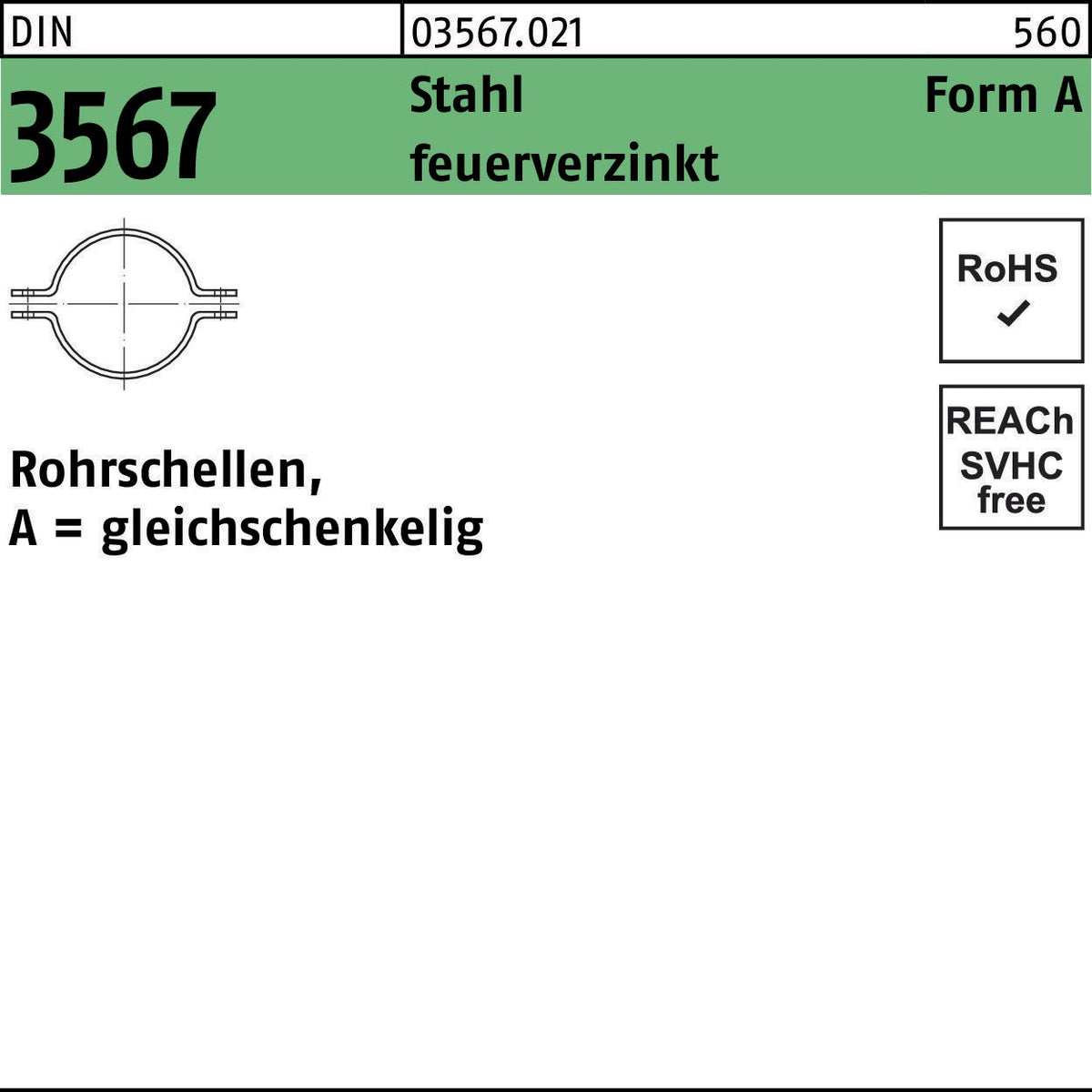 F. REYHER Rohrschelle DIN 3567 gleichschenkelig A 22/NW 15 Stahl grundiert 100 Stück