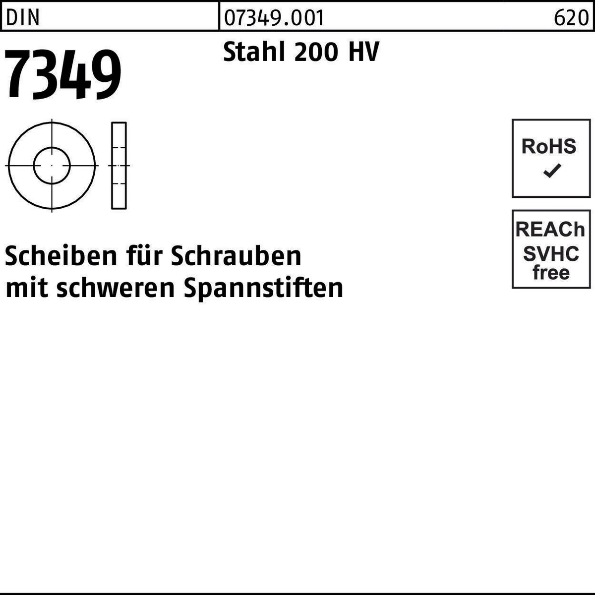 F. REYHER DIN 7349 Scheiben 19x44x8 mm Stahl 100 HV